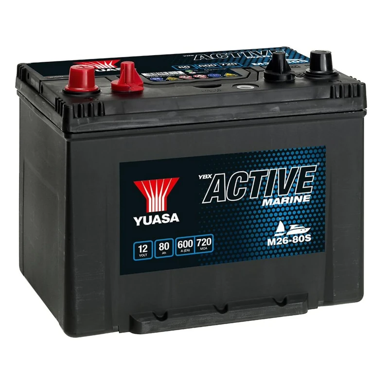 Yuasa YBXM26-80S 12V 80Ah 650CCA Maintenance Free High Performance Marine Battery