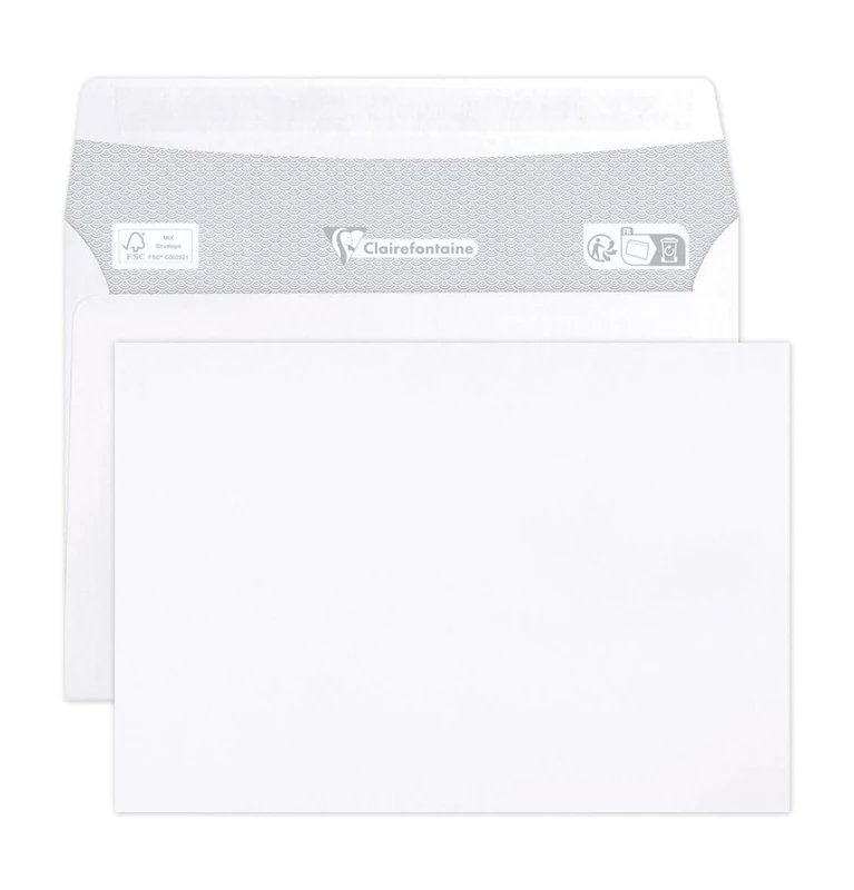 Clairefontaine 6916C - Box of 500 White Envelopes - Size: C6-114x162mm - Self-Adhesive - 90g/m² - White Colour - Correspondence - Manufactured in France