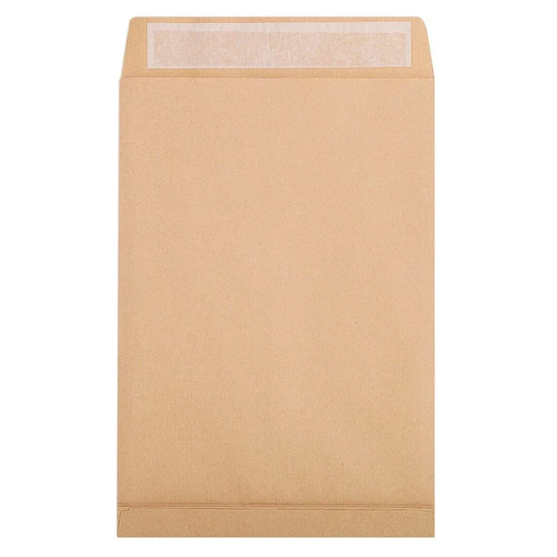 Clairefontaine 17458C - Box of 250 - Brown Kraft Envelopes - Size: E4 - 280x400 mm with 30 mm Gusset - Self-Adhesive - 120g/m² - Manufactured in France