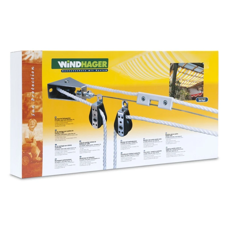 Windhager CAPRI Sun Sail, White, Square, Coated HDPE Fabric, 5 x 5 m, 225 g/m², Sun Protection for Patio, Balcony or Pool, Includes Mounting Rope, Tear-Resistant, Washable