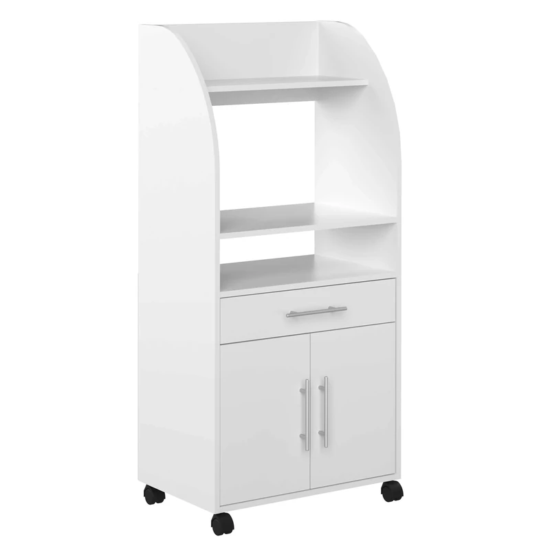 Symbiosis Storage Trolley, Wood, White, 63 x 40 x 138 cm (W x D x H)