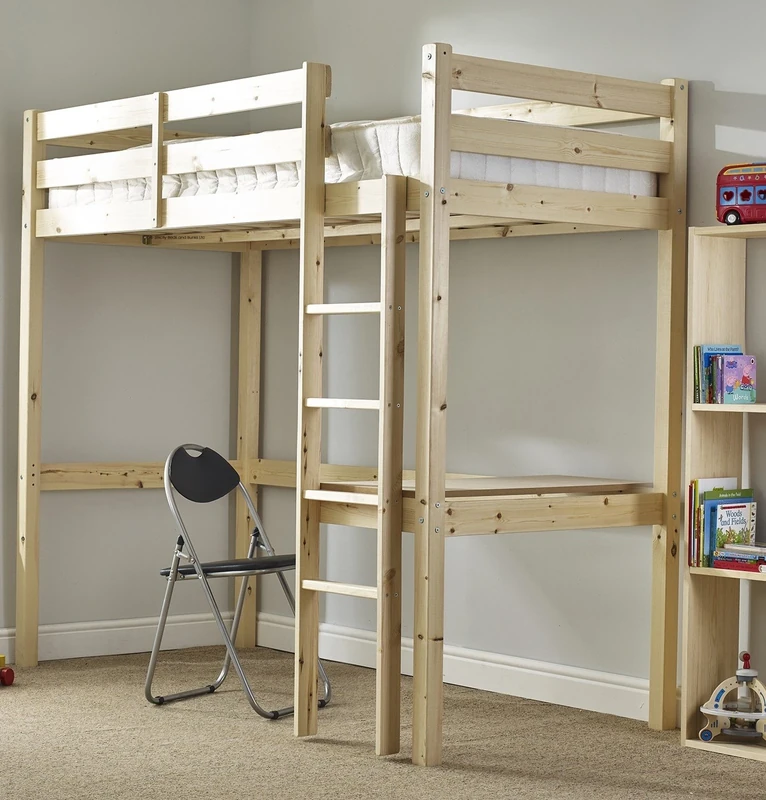 STRICTLY BEDS&BUNKS Icarus High Sleeper Loft Bunk Bed with Desk, 3ft Single