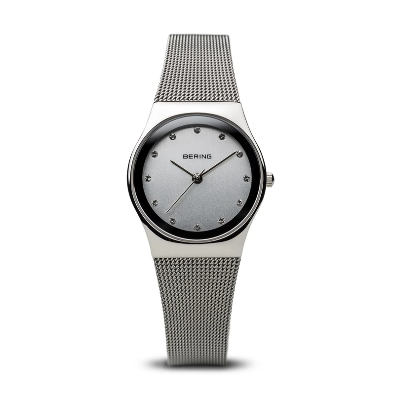 BERING Women Analog Quartz Classic Collection Watch with stainless steel Strap and Sapphire Crystal 12927-000, Silver/Black, 27 mm