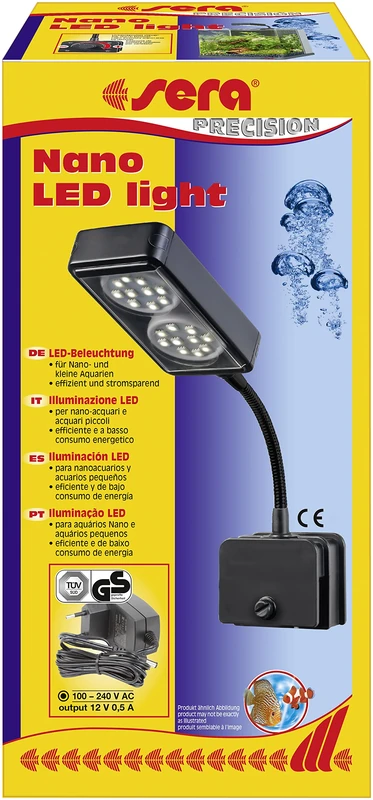 sera 31067 Nano LED Light 2 x 2 W LED Light (4 W/12 V, Fully Dimmable) with Slim Reflector for Lighting Nano Aquariums Such as Cube 16 L, Silver