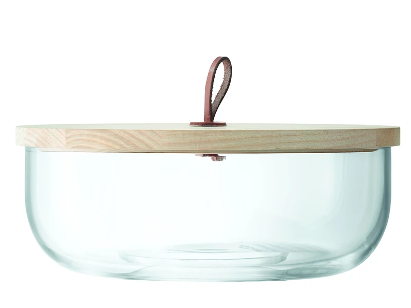 LSA Ivalo Container & Ash Lid H11cm Clear| 1 Unit | Mouthblown & Handmade Glass | Hand Planed Wood | IV04