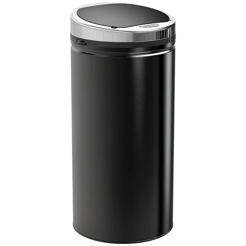 HOMCOM Stainless Steel Sensor Bin, 42L Kitchen Touch Bin, Automatic Trash Can with Inner Bucket, Soft Close, Dustbin, Black
