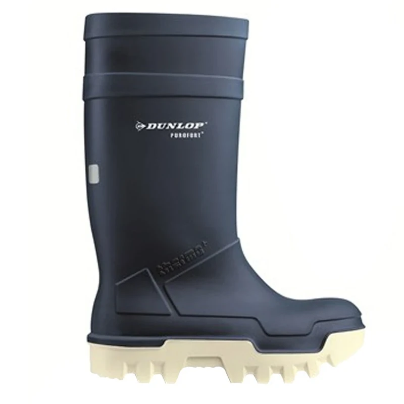 DUNLOP Thermo+ Full Safety Wellington Boot - Unisex, Antistatic and Waterproof, Work Wellies with Cold Insulation for Agriculture Use, Purofort, Navy/White - EU47, UK12
