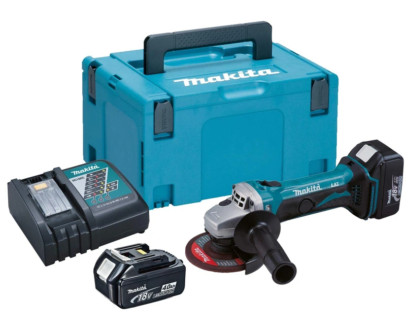 Makita DGA452RMJ 18V Li-Ion LXT 115mm Angle Grinder Complete with 2 x 4.0 Ah Li-Ion Batteries and Charger Supplied in A Makpac Case