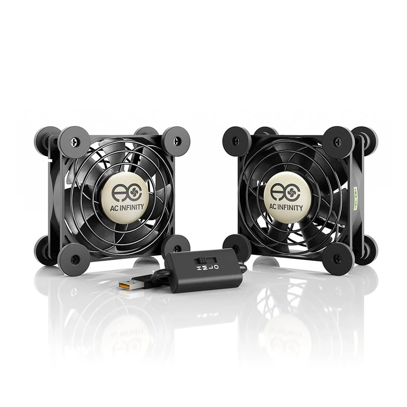 AC Infinity MULTIFAN S5, Quiet Dual 80mm USB Fan, UL-Certified for Receiver DVR Playstation Xbox Computer Cabinet Cooling