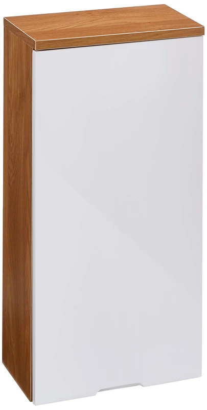 Premier Housewares Wall Cabinet with Oak Effect/High Gloss, 65*39.5*7 cm - White
