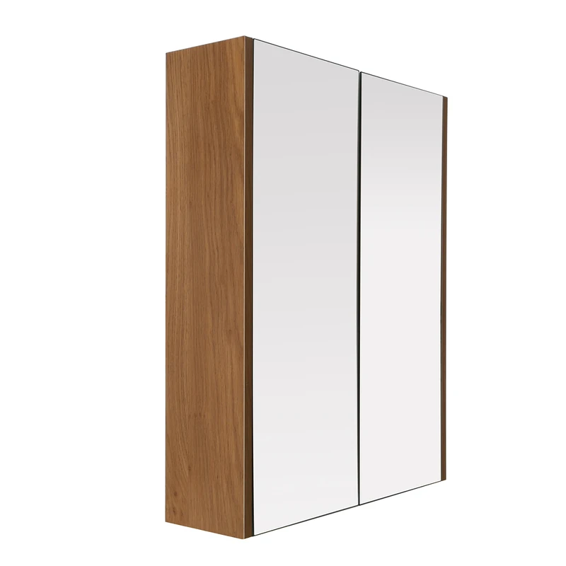 Premier Housewares Display Storage Cabinet Contemporary Design Brown MDF And Glass Tall Sideboard Storage Cabinets With 2 Door Mirror Cupboards Glass Cabinet For Bathroom Items 50 x 13 x 60