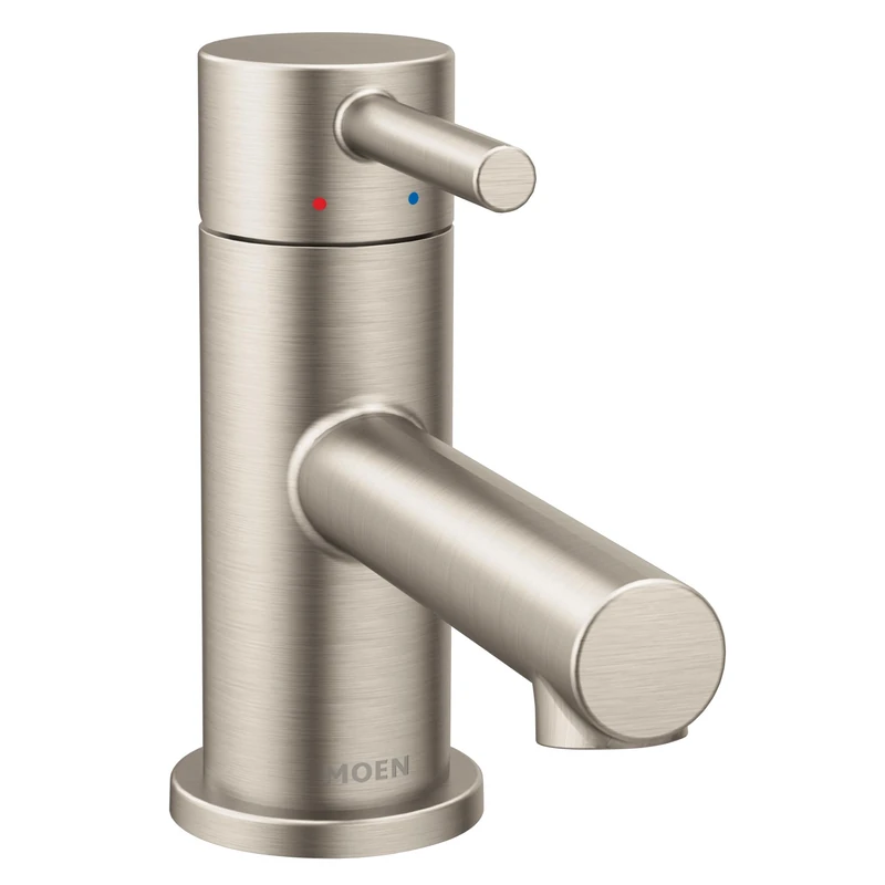 Moen 6191BN Align One-Handle Single Hole Low Profile Modern Bathroom Faucet with Drain Assembly, Brushed Nickel