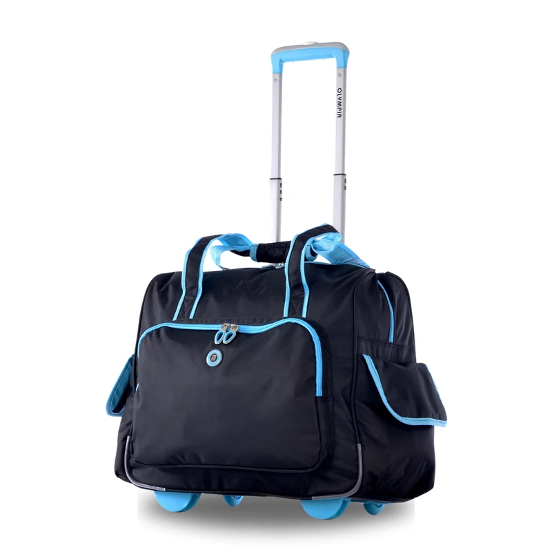 Olympia U.S.A. Deluxe Fashion Rolling Overnighter, Black/Blue, One Size, Black/Blue, One Size, Deluxe Fashion Rolling Overnighter - Image 1