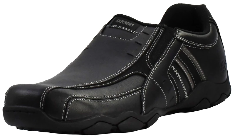 Skechers USA Men's Diameter-Nerves Slip-On Loafer, Black Leather, 10
