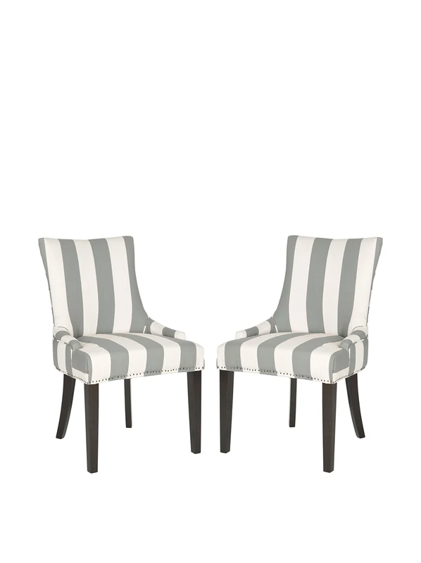 SAFAVIEH Set of 2 Wooden Dining Chairs, in Grey and Bone