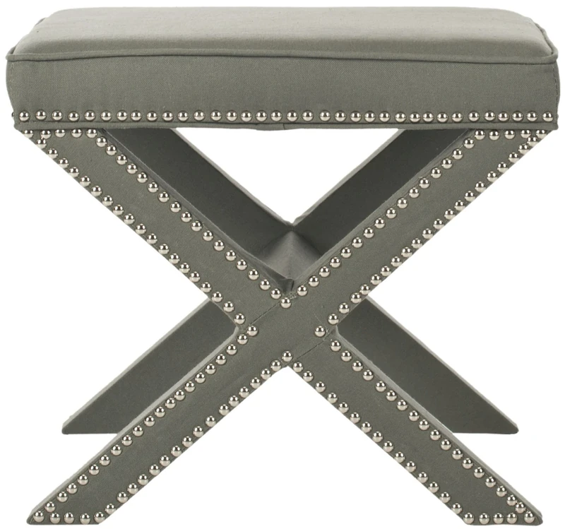 SAFAVIEH Upholstered Ottoman, in Granite, 55 X 55 X 50