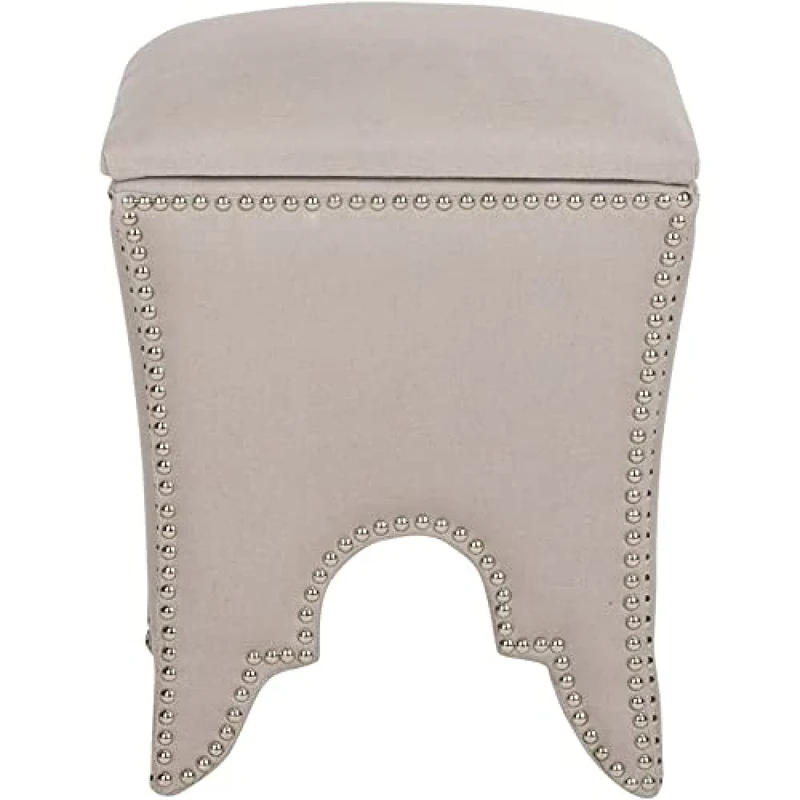 SAFAVIEH Upholstered Ottoman, in Taupe, 40 X 40 X 55
