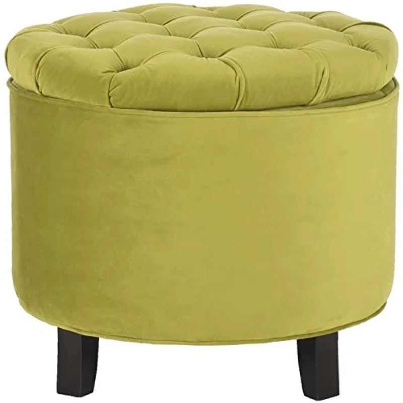 SAFAVIEH Upholstered Ottoman, in Asparagus, 55 X 55 X 50