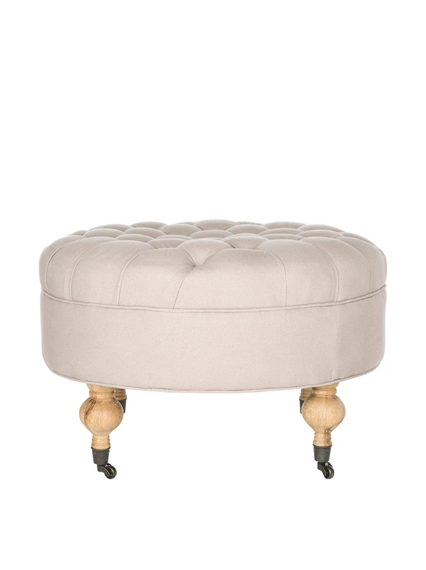 SAFAVIEH Upholstered Ottoman, in Taupe, 70 X 70 X 45