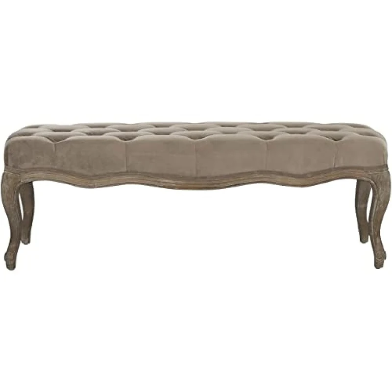 SAFAVIEH Upholstered Ottoman, in Mushroom, 45 X 135 X 45