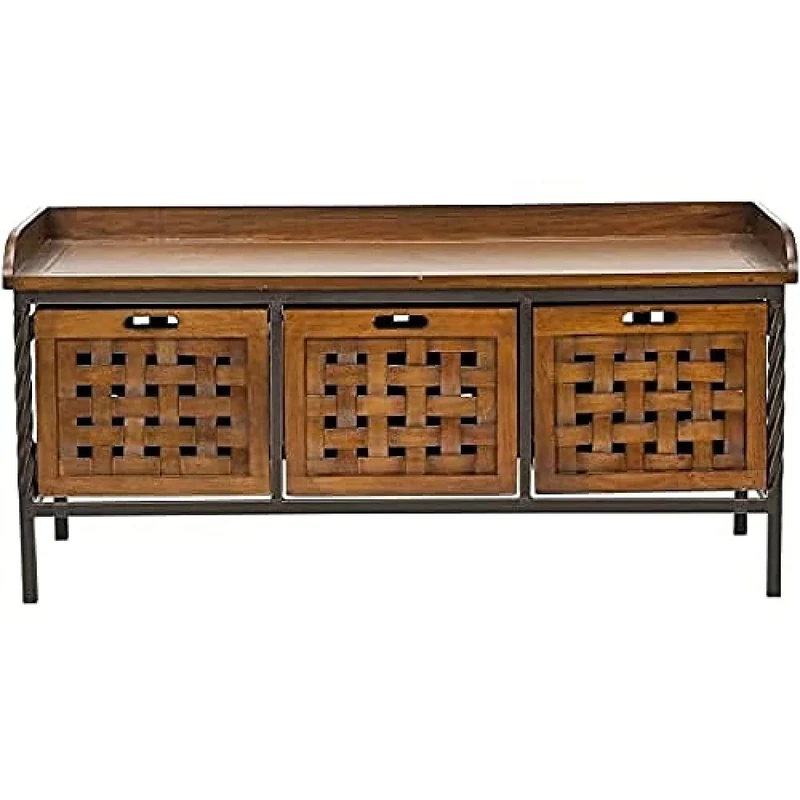 SAFAVIEH Rustic Indoor Bench in Oak, 40 X 110 X 50