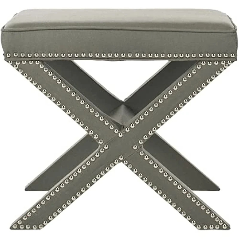 SAFAVIEH Upholstered Ottoman, in Multi and Beige, 55 X 55 X 50