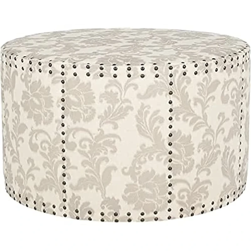 SAFAVIEH Upholstered Ottoman, in Taupe and Beige, 85 X 85 X 50