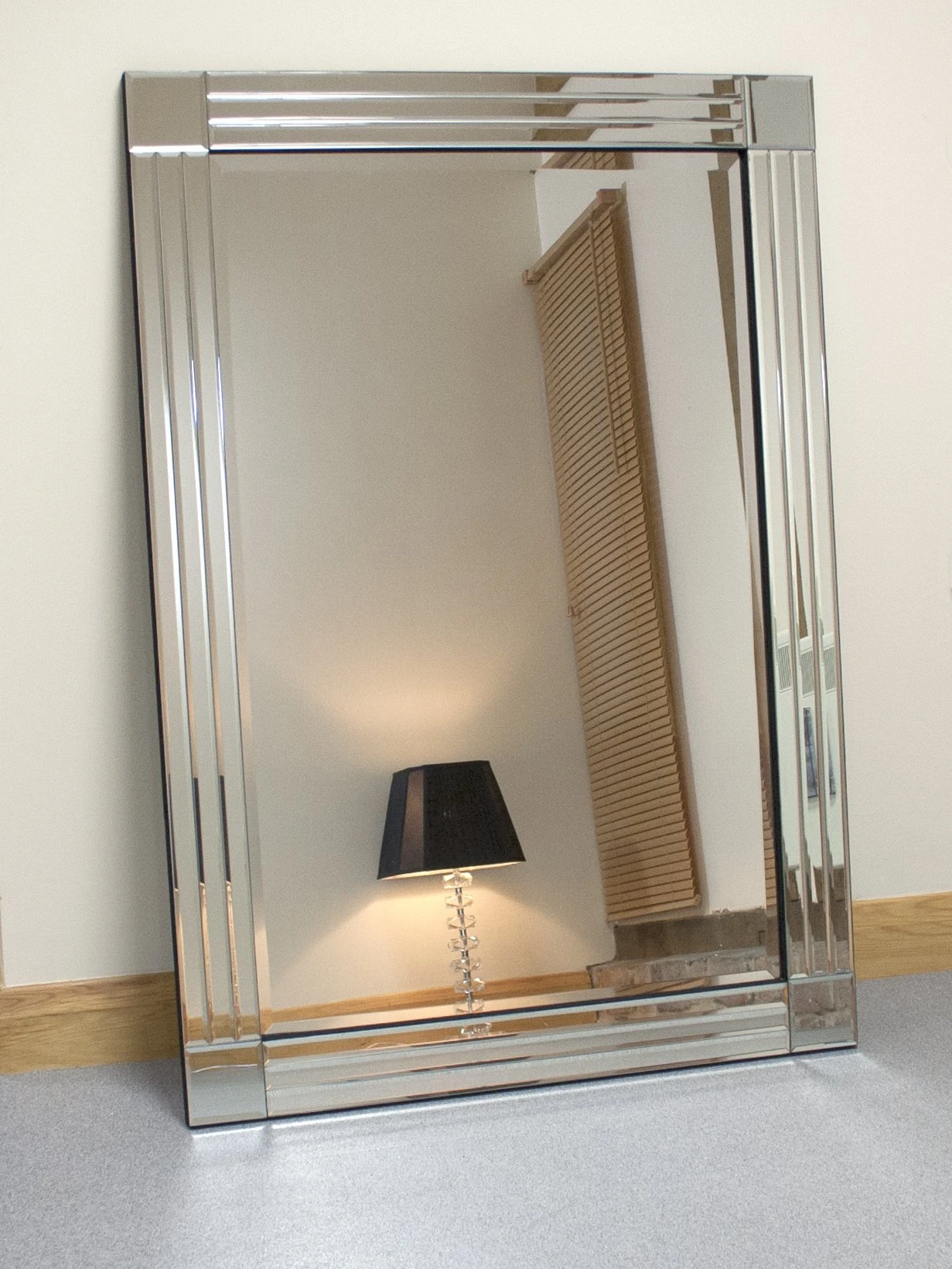 Barcelona Trading Molly Silver Glass Framed Rectangle Bevelled Wall Mirror 48" x 32" Extra Large, YC020-8
