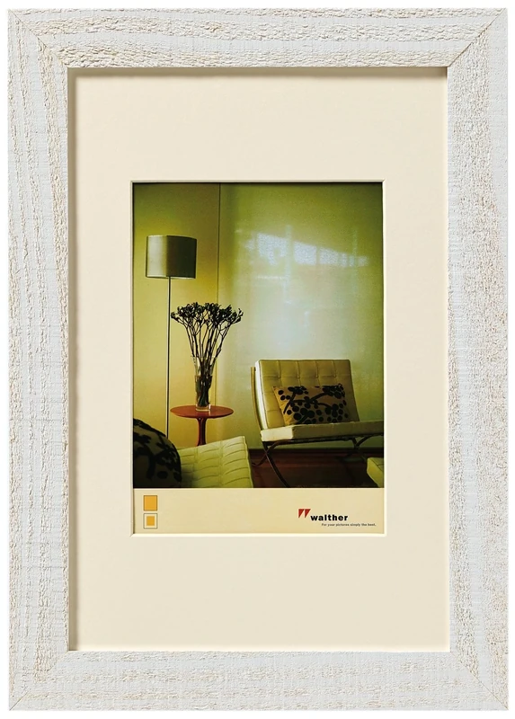 walther design Picture Frame Polar White 50 x 70 cm with PassepArtout, Home Wooden Frame HO070V