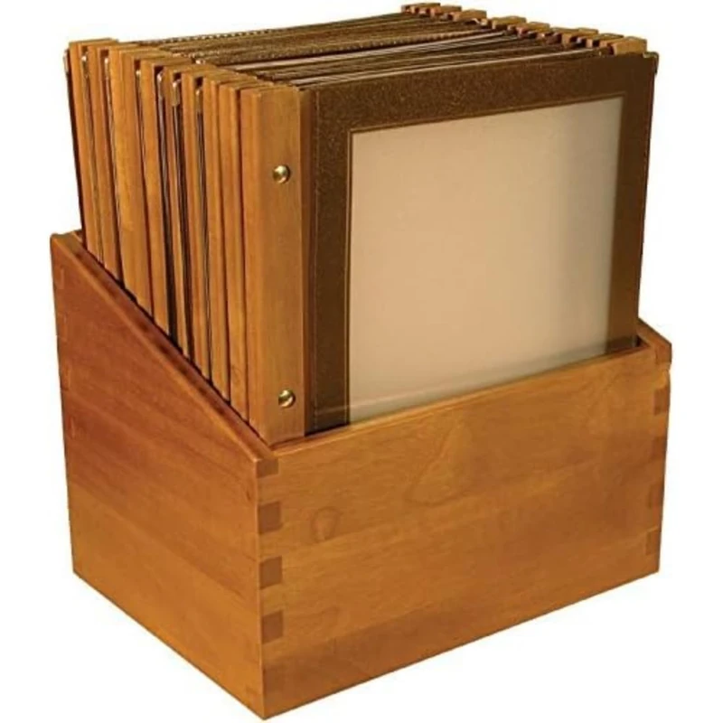 Securit MC/WRA4/BR/BOX20 Wooden Spine Menu Holders, A4, Wine Brown