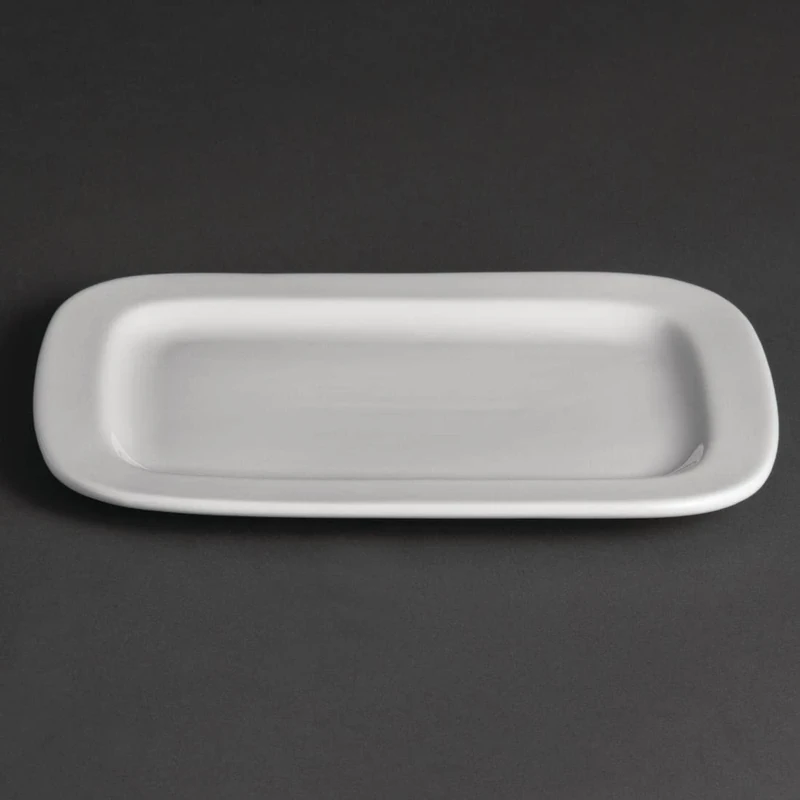 Olympia Whiteware Rounded Rectangular Plates 230X170mm Porcelain 12pc