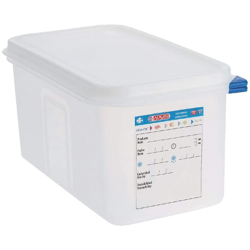 Araven RBD-T987 Food Container 6Ltr 6 litre (1/3 GN). 150(H) x 325(W) x 176(D)mm. Pack quantity: 4, White