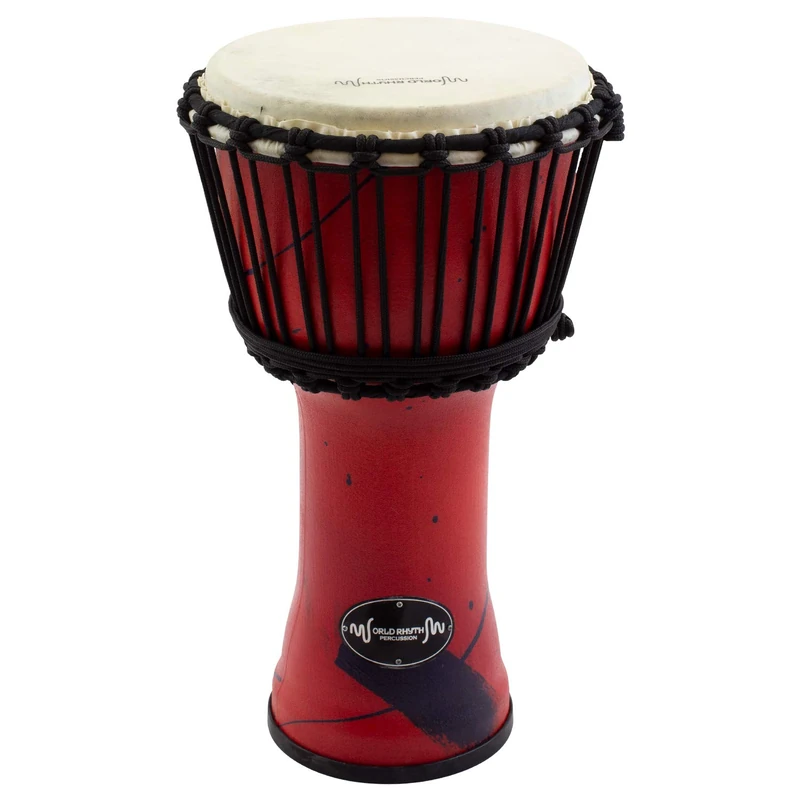 World Rhythm 8 Inch Rope Tuned Djembe Drum – Red African Synthetic Hand Drum