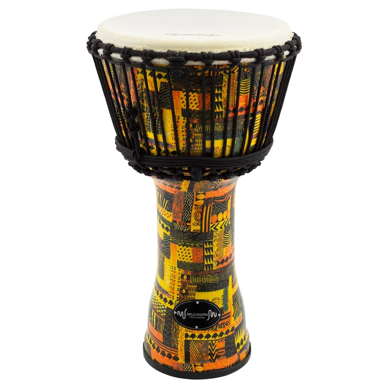 World Rhythm MDJ002-OR 10” Rope Tuned Djembe Drum – Orange African Synthetic Hand Drum