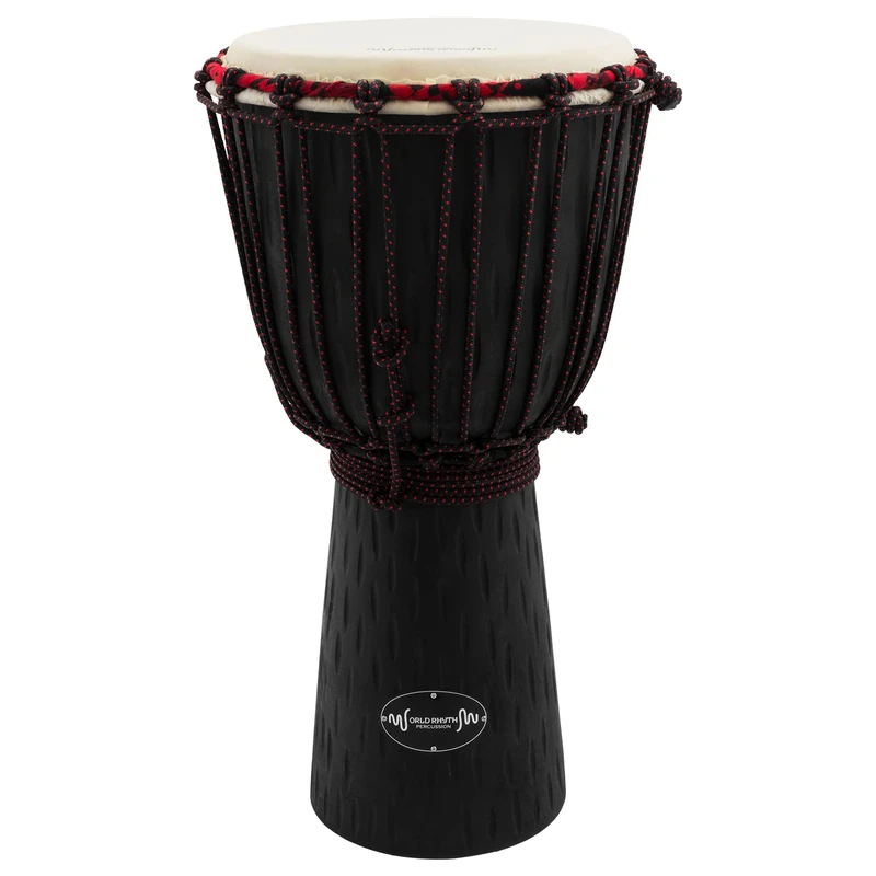 World Rhythm 9 Inch Djembe Drum –Wooden Mahogany African Hand Drum - Black