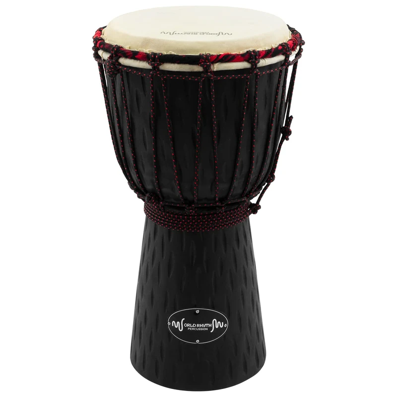 World Rhythm MDJ005 7 Inch Djembe Drum –Wooden Mahogany African Hand Drum - Black