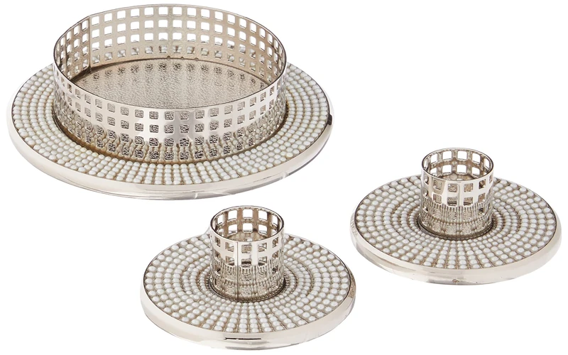 Hortense B. Hewitt Vintage Pearl Wedding Accessories Unity Candle Holders, Set of 3