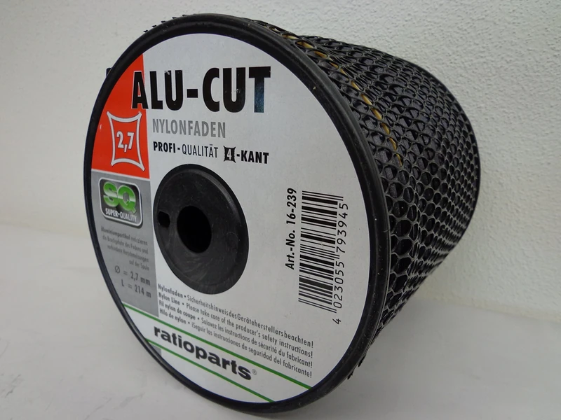 Ratioparts Nylon Thread 2.7 mm Alu-Cut 214m Trimmer Line 4-Point Mowing Line Black