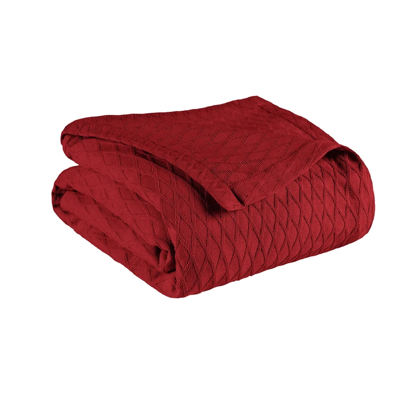 Superior Diamond Weave All-Season Cotton Blanket, Cover for Home, Couch, Bed, Soft, Warm Blankets, Boho Aesthetic, Comfy, Cozy, and Cute Covers, Decorative Bedding Essentials, Full/Queen, Burgundy