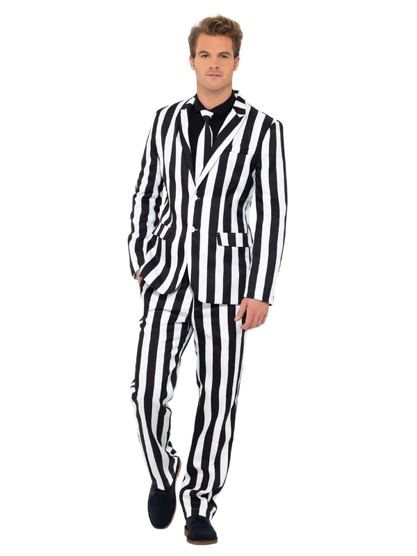Smiffys Humbug Suit, Black & White with Jacket, Trousers and Tie, Stand Out Suits Fancy Dress, Comedy Dress Up Costumes Halloween