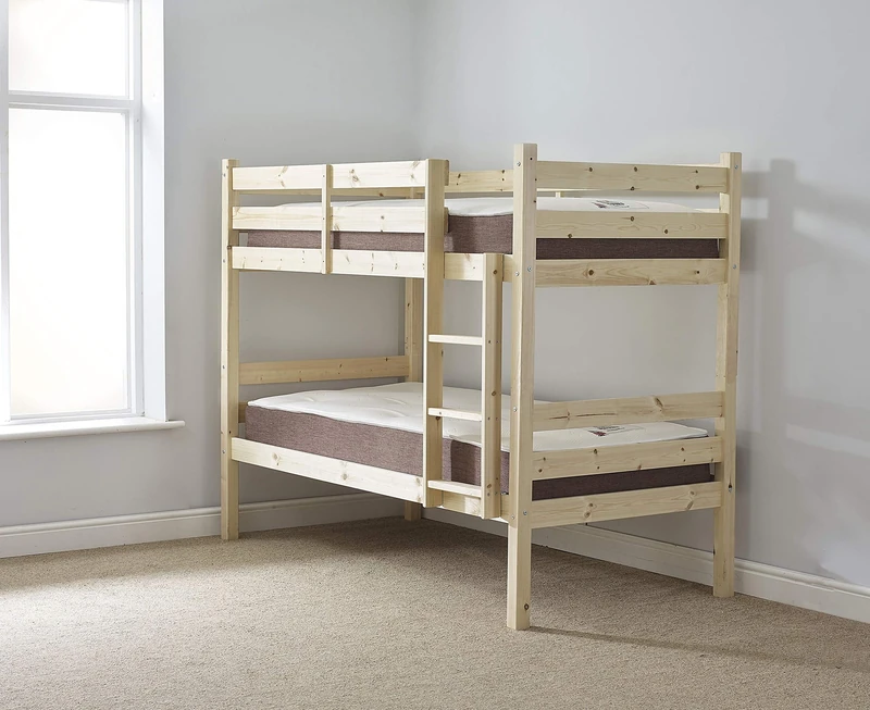 STRICTLY BEDS&BUNKS Plato Bunk Bed including Sprung Mattresses (20cm), 3ft Single