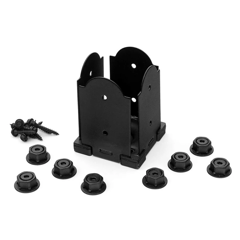 Ozco Building Products 56607 Laredo Sunset 4x4 Post Base Kit, (1 per Pack), Black