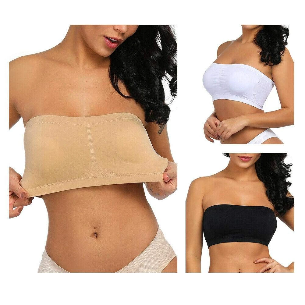 Boolavard Ladies Sexy Bandeau Strapless Seamless Boob Tube Style Bra L: (38-40)