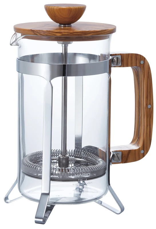 HARIO CD-Cafe Press-600ml Cafetière Press-Olive Wood-600ml, Glass - Image 1