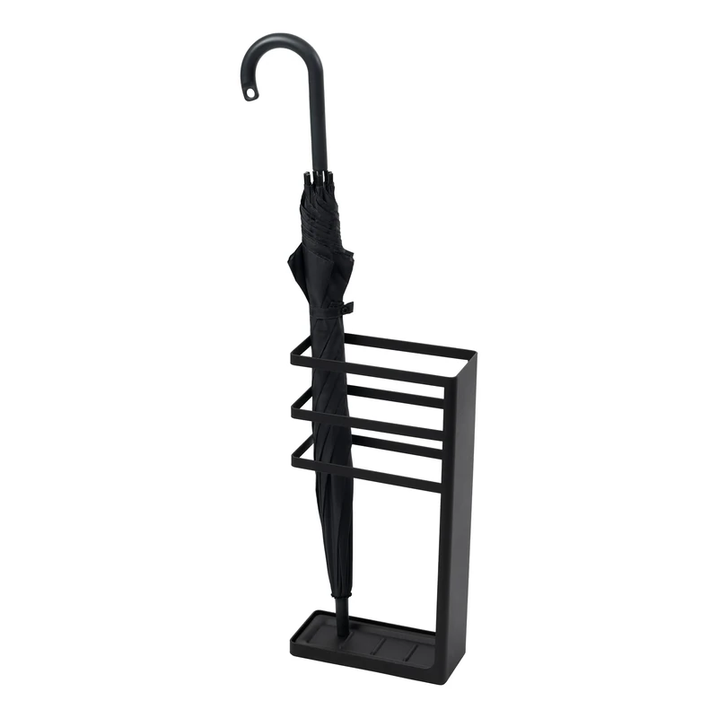 Yamazaki 7933 LAYER Slim Umbrella Stand, Black, Steel, Minimalist Design, 23 x 10.5 x 45 cm (LxWxH)