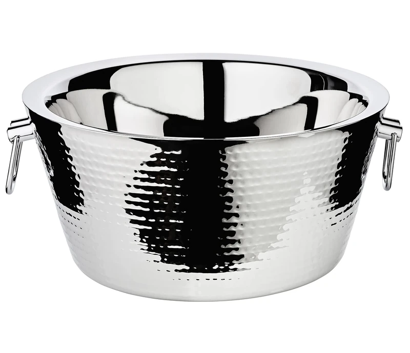 EDZARD Champagne Cooler Ontario, Stainless Steel, Double-Walled, Outside Hammered, Ø 15,0 in, Height 7,1 in, Perfect Bottle Cooler Wine Cooler Champagne Cooler, at Least 8 Hours Insulating