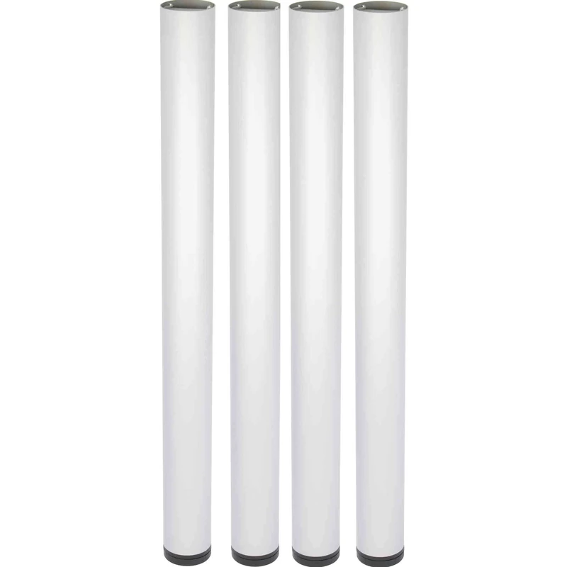 WAGNER table legs/furniture legs - COMPLETE SET - 4pcs. set - metal powder-coated in aluminium look, silver-coloured, diameter Ø 6 cm, incl. screw-on plate, load capacity 300 kg - 12349204