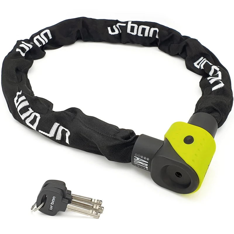 Urban 10K120 Motorcycle Chain Lock Approved, Hardened Steel Links ø0.39in, 3,93ft Long, Textile Cover, Anti-Theft High Security Chain Padlock, Motorbike, Scooter, Electric Bicycle, Ebike