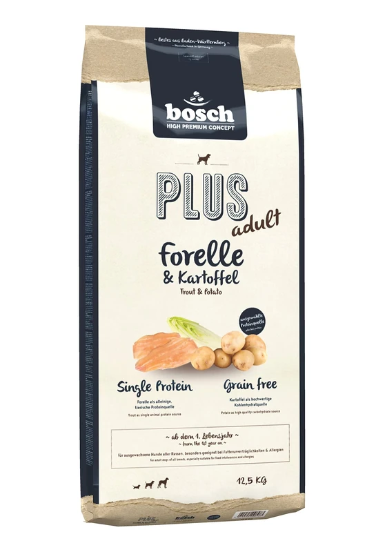 bosch Pet Food HPC PLUS Trout & Potato Dry dog food for adult dogs of all breeds Single Protein Grain Free, 13.00 kg