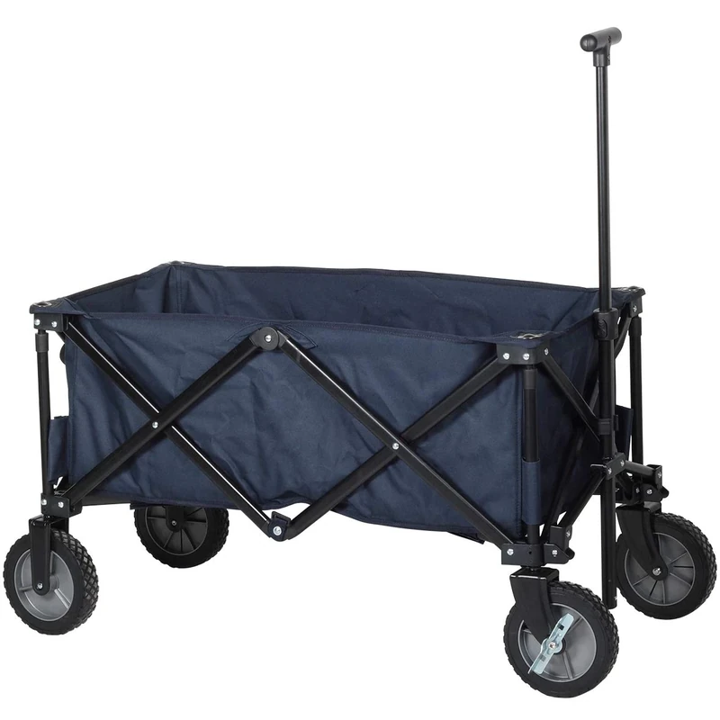 Campart HC-0910 Foldable Trolley – 70 kg capacity – 103 l volume – Carrier bag included – Easy steer wheels – Steel frame – Navy